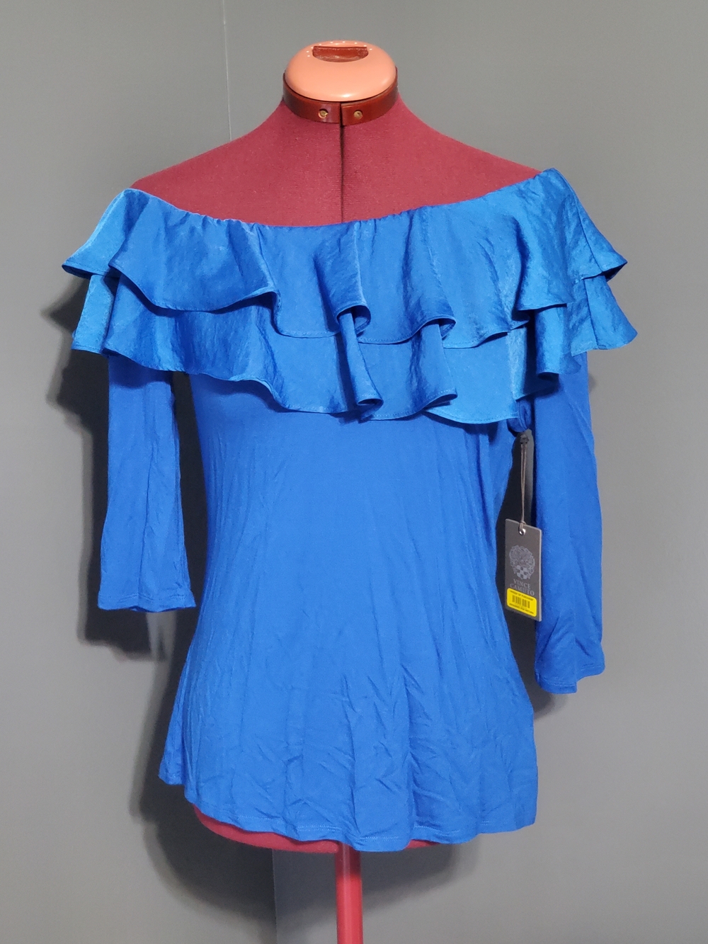 NWT Vince Camuto Royal Blue Off-Shoulder Ruffle Blouse Women's Size S
